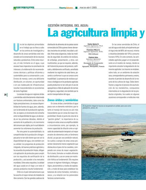 La agricultura limpia y el uso de los recursos hídricos