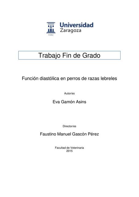 Función Diastólica en Perros de Razas Lebreles