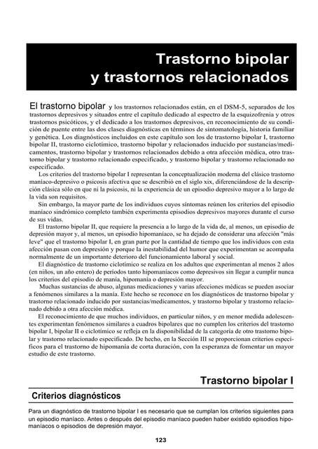 Trastorno Bipolar y Trastornos Relacionados  