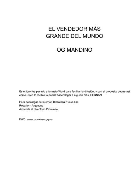 Libro El Vendedor más Grande Del Mundo de Og Mandino