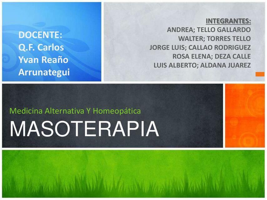 Masoterapia- Medicina Alternativa