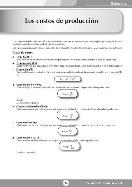 Tema 24 Los Costos de Producción