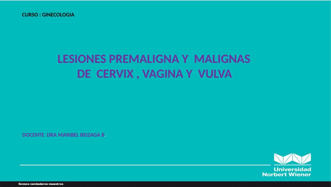 Lesiones Premaligna y Malignas de Cervix, Vagina y Vulva