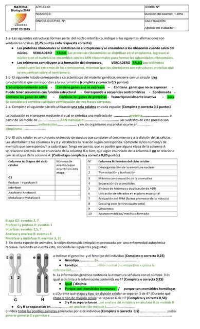 Parcial Biología 2019