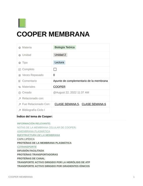 Cooper membrana