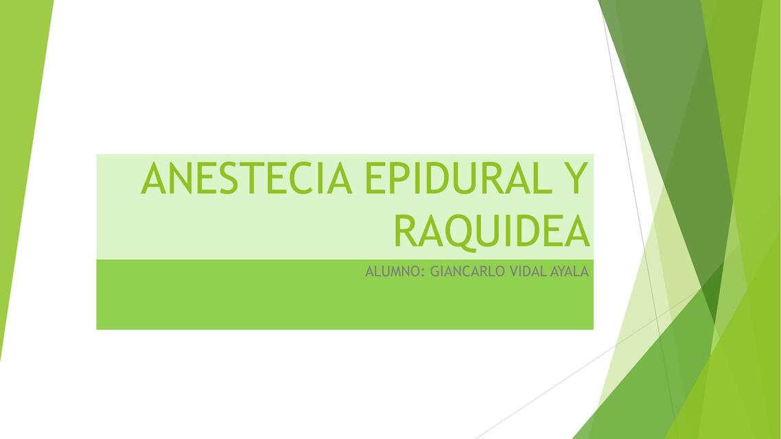 Anestesia Epidural y Raquídea 