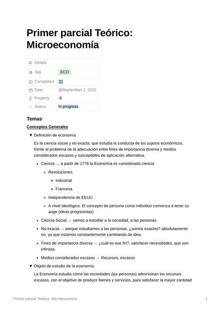 Primer parcial Teórico Microeconomía