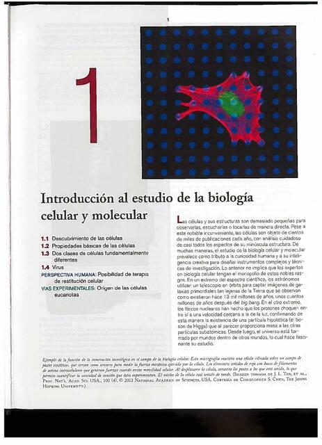 Introducción al Estudio de la Biología Celular y Molecular 