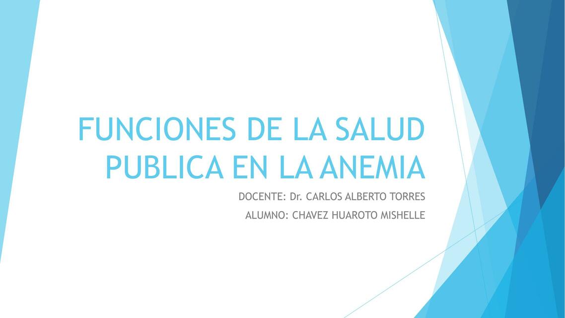 Funciones de la Salud Pública en la Anemia | Mishelle Chavez | uDocz