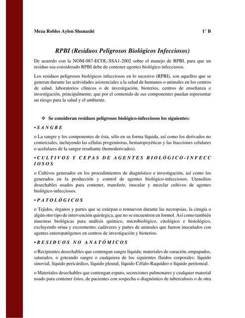 RPBI (Residuos Peligrosos Biológicos Infecciosos) 