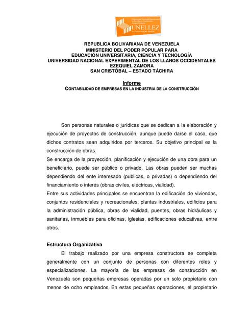 Contabilidad de Empresas en la Industria de la Construcción 