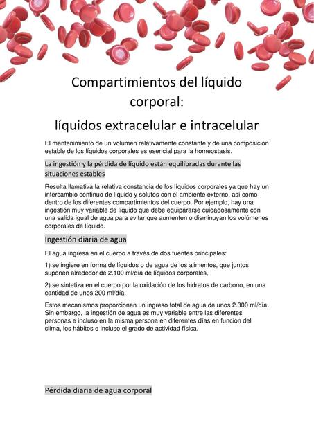  Compartimientos del liquido corporal: líquidos extracelular e intracelular