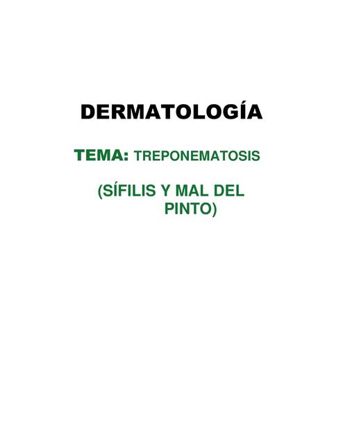 Treponematosis Sífilis y Mal del pinto