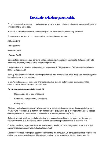 Conducto arterioso permeable y Tronco arterioso persistente