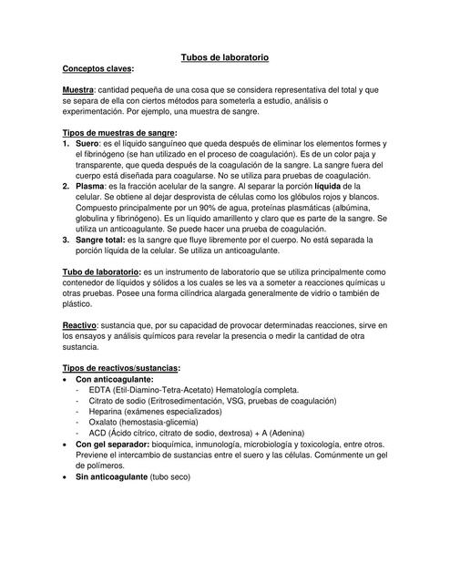 Laboratorio. Tubos de Laboratorio