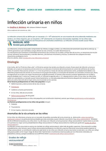 Infección urinaria en niños