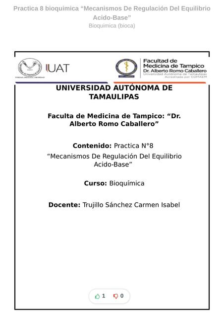 Mecanismos de Regulación del Equilibrio Ácido Base