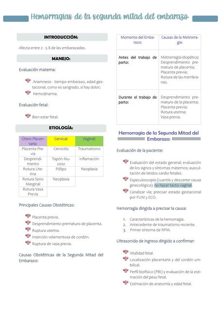 Hemorragias de la Segunda Mitad del Embarazo