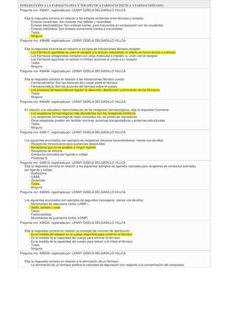 Examen resuelto de introducción a farmacologia. 