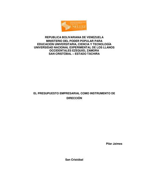 EL PRESUPUESTO EMPRESARIAL COMO INSTRUMENTO DE DIRECCIÓN