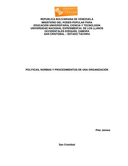 Políticas, Normas y Procedimientos de una Organización 