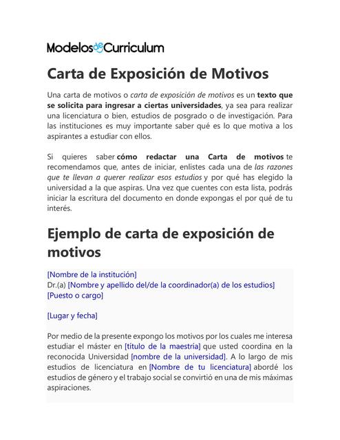 Carta De Motivos Como Hacerla Ejemplos Modelos Para Usar 2023 8056 Porn Sex Picture 1828