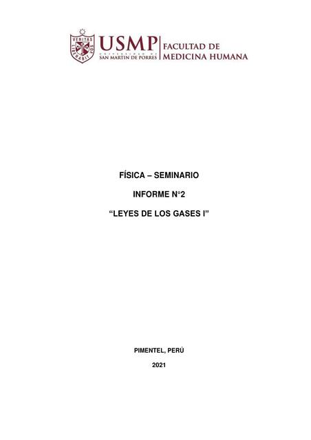 Física- Seminario Informe 2 Leyes de los Gases I 