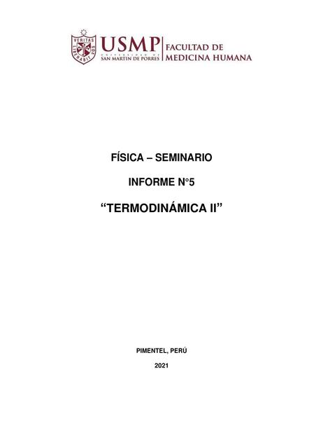 Física- Seminario Informe Termodinámica II