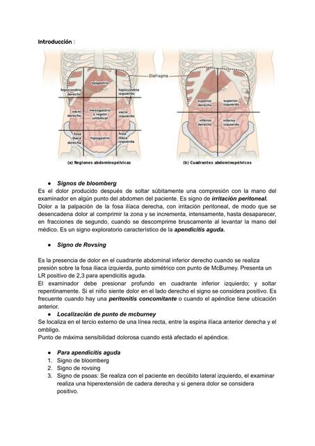 Resumen signos clínicos en apendicitis aguda 