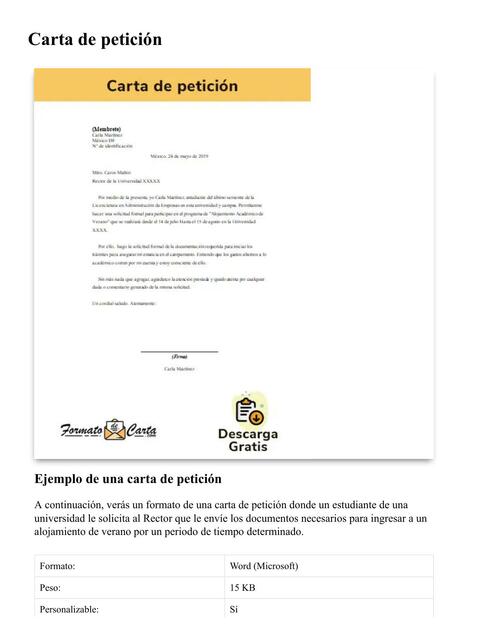 Carta Petición. Ejemplos y Formatos | uDocz