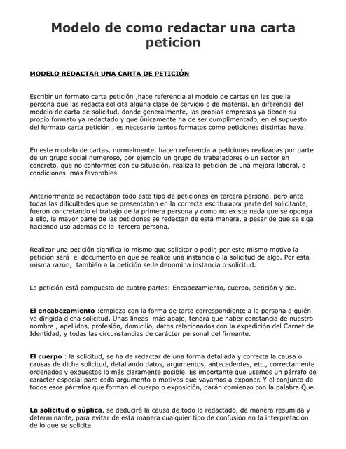 Modelo de como Redactar una Carta Petición | uDocz