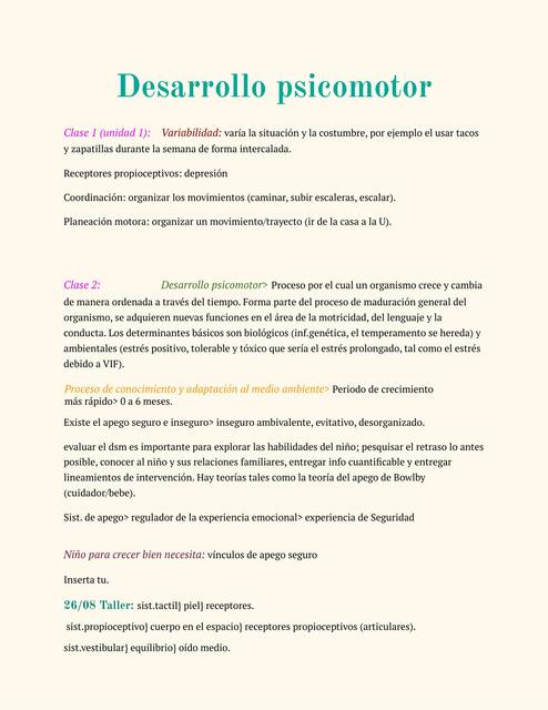 Desarrollo Psicomotor 