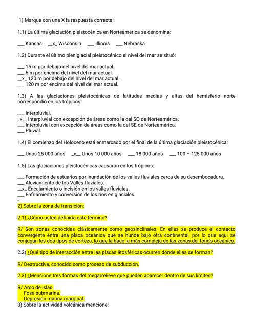 Pruebas y respuestas de geomorfología