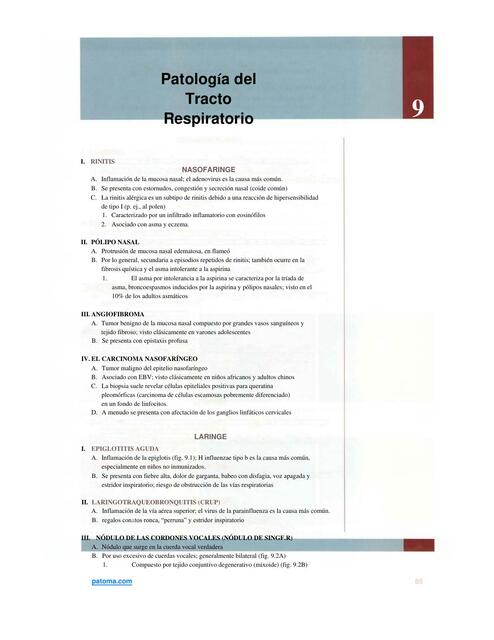 Patología del Tracto Respiratorio 