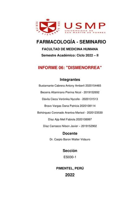 Informe 06 Farmacología Sem