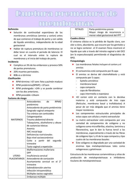 Ruptura Prematura de Membranas 