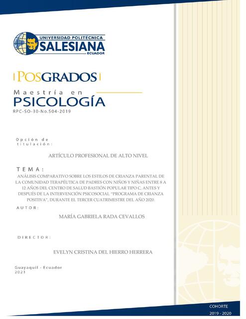 Análisis Comparativo sobre los Estilos de Crianza Parental de la Comunidad Terapeutica de Padres con Niños y Niñas 