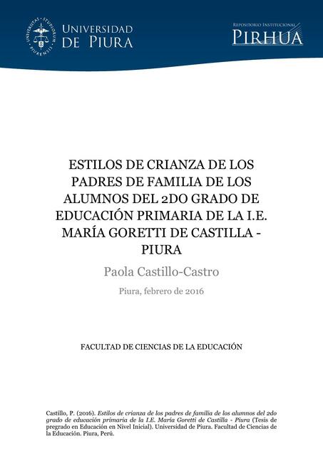 Estilos de Crianza de los Padres de Familia de los Alumnos del 2do Grado de Educación Primaria 