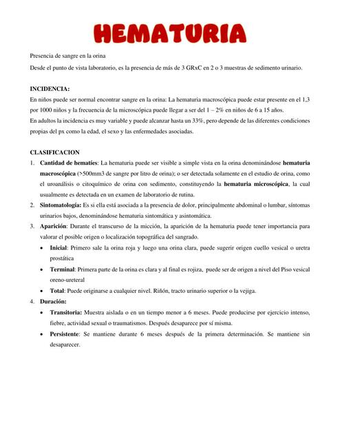 hematuria resumen