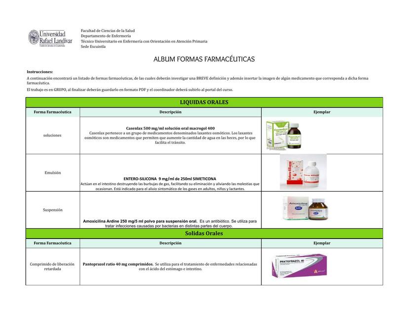 Álbum Formas Farmacéuticas 