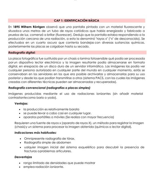 IDENTIFICACION BÁSICA de una radiografía