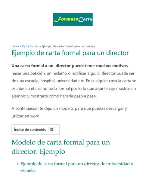 Ejemplo De Carta Formal A Un Director Modelo Y C mo Hacerla