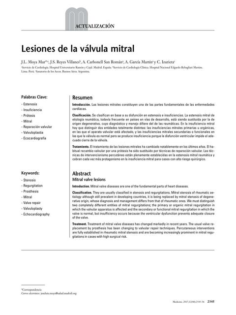 Lesiones de la válvula mitral