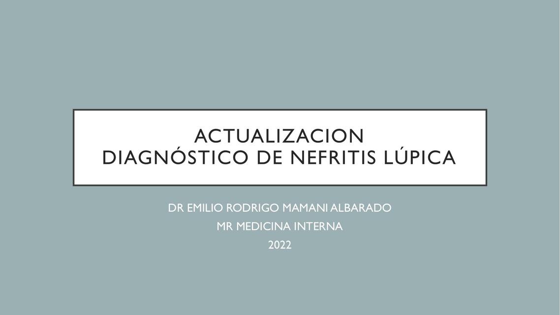 Nefritis Lúpica 