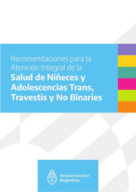 Recomendaciones para la Atencion Integral de la Salud de Niñeces, Adolescencias Trans, Travestis y No Binaries 