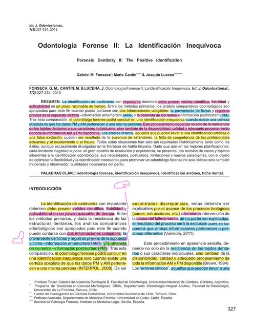 Odontología Forense II: La Identificación Inequívoca