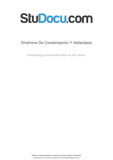 Síndrome de Condensación y Atelectasia