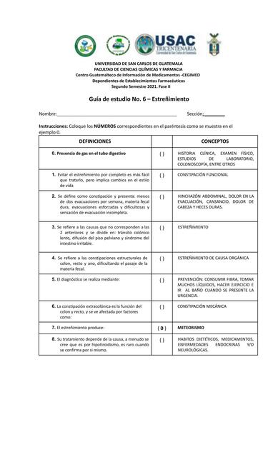 Guía de estudio No. 6 – Estreñimiento