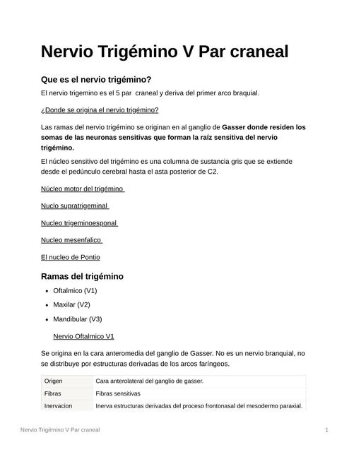 Nervio Trigmino V Par craneal