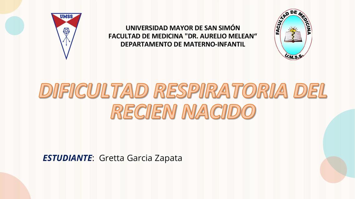 SINDROMES DE DIFICULTAD RESPIRATORIA RECIEN NACIDO